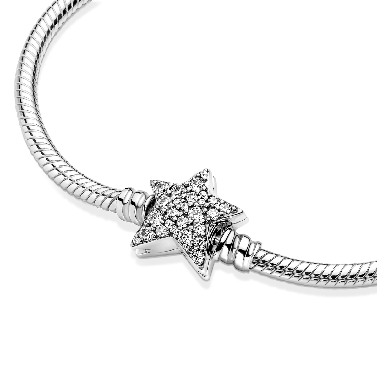 Pandora Moments Asymmetric Star Clasp Snake Chain Bracelet