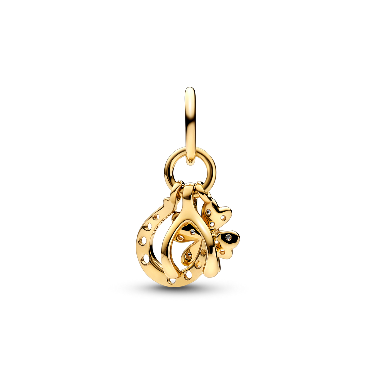 Lucky Clover, Wishbone & Horseshoe Dangle Charm