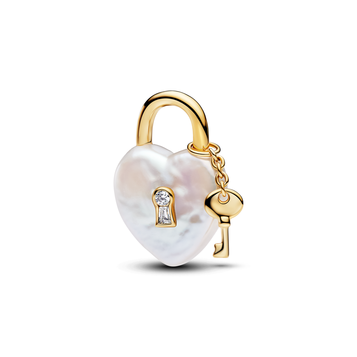 Treated Freshwater Cultured Baroque Pearl Padlock Dangle Charm