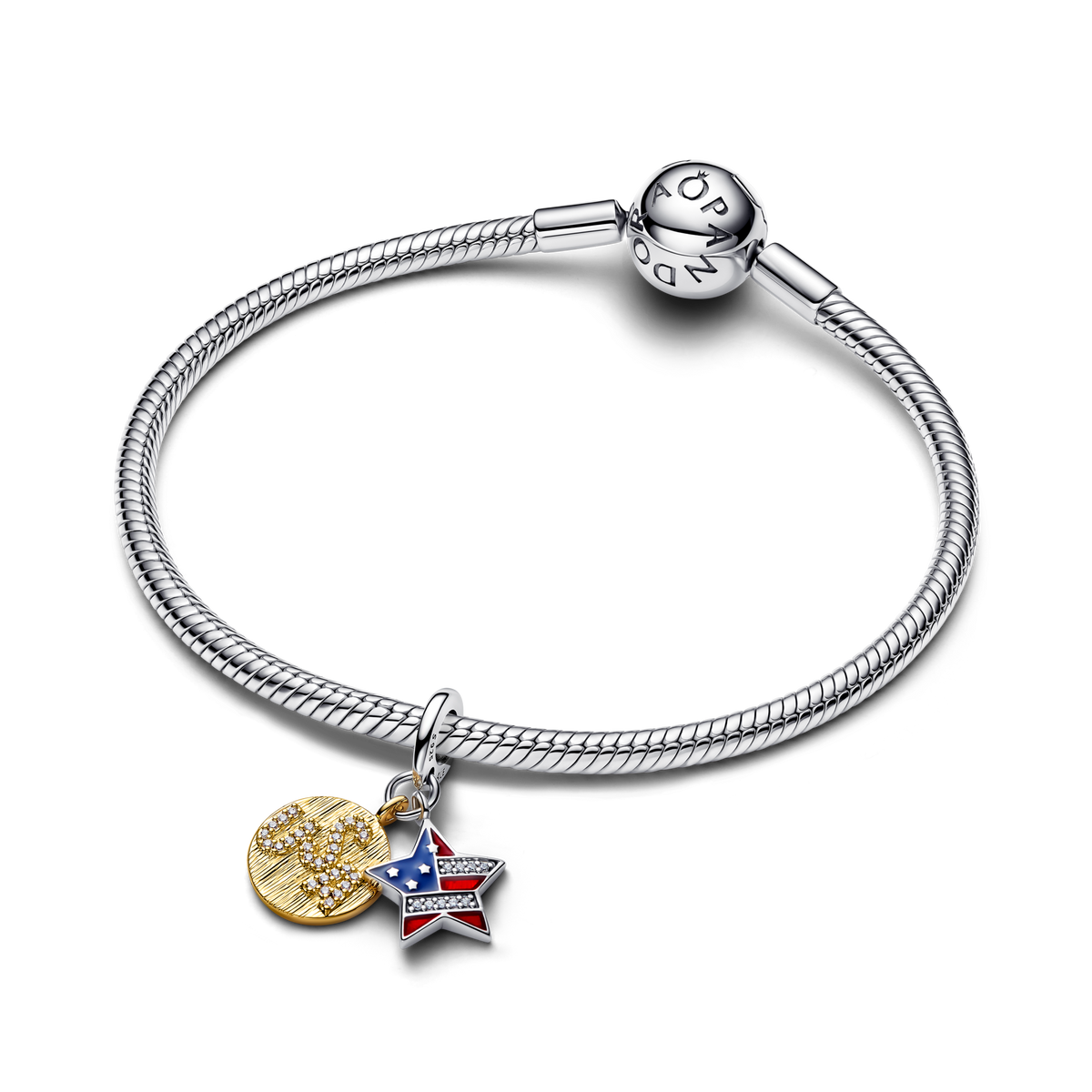 USA Flag Star Double Dangle Charm