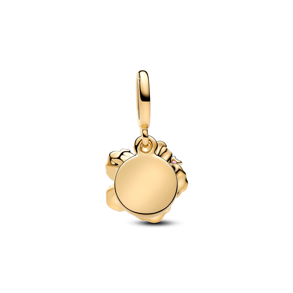 Hibiscus Flower & Engravable Round Tag Double Dangle Charm