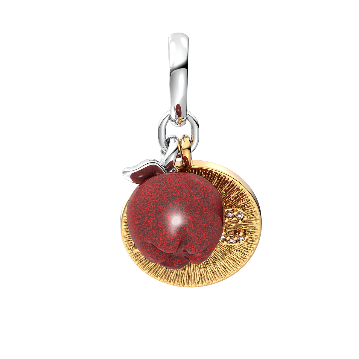 Apple & Engravable Round Tag Double Dangle Charm