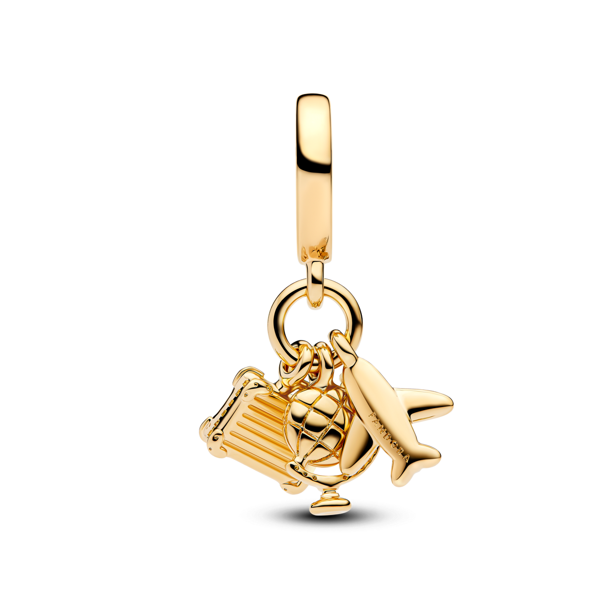 Airplane, Globe & Suitcase Triple Dangle Charm
