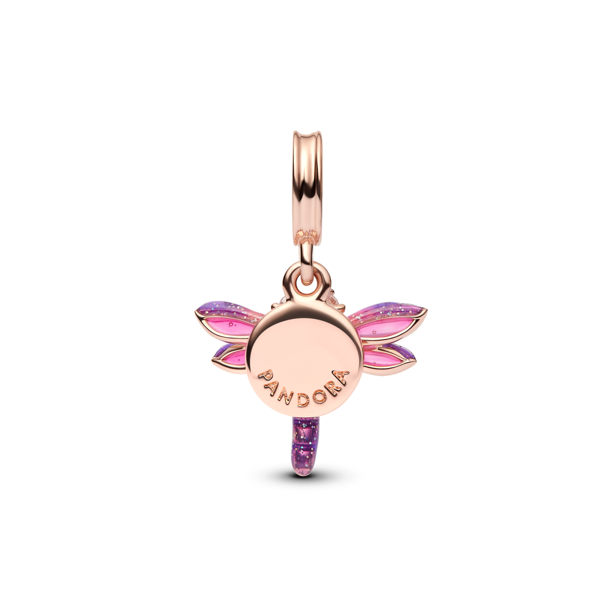 Pink Dragonfly Double Dangle Charm