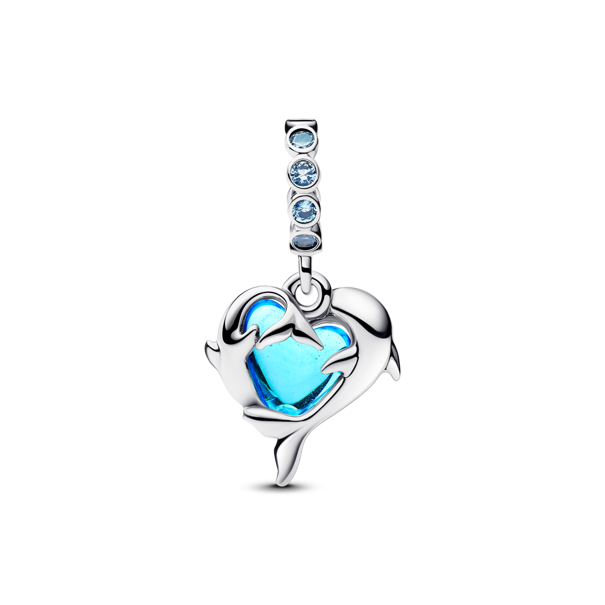 Blue Murano Glass Dolphins Dangle Charm