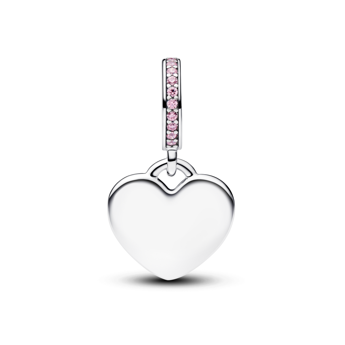 Engravable Heart Pink Stone Dangle Charm