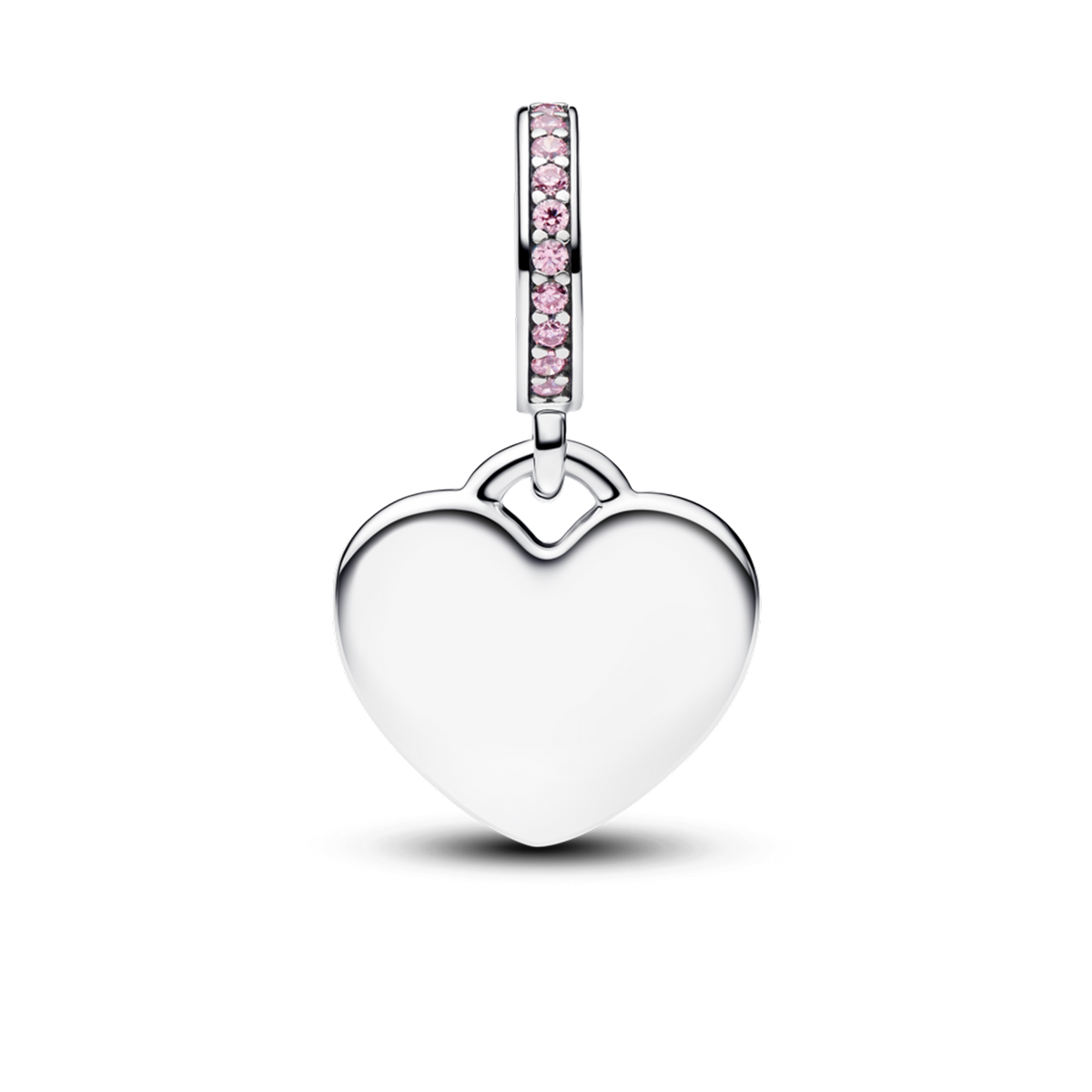 Engravable Heart Pink Stone Dangle Charm