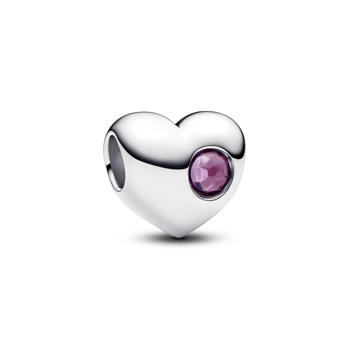 February Engravable Purple Stone Heart Charm