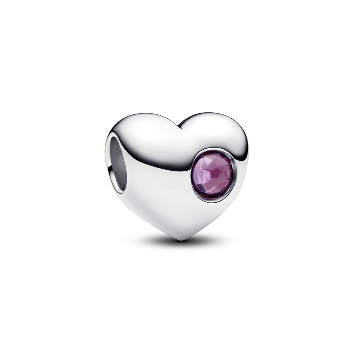 February Engravable Purple Stone Heart Charm