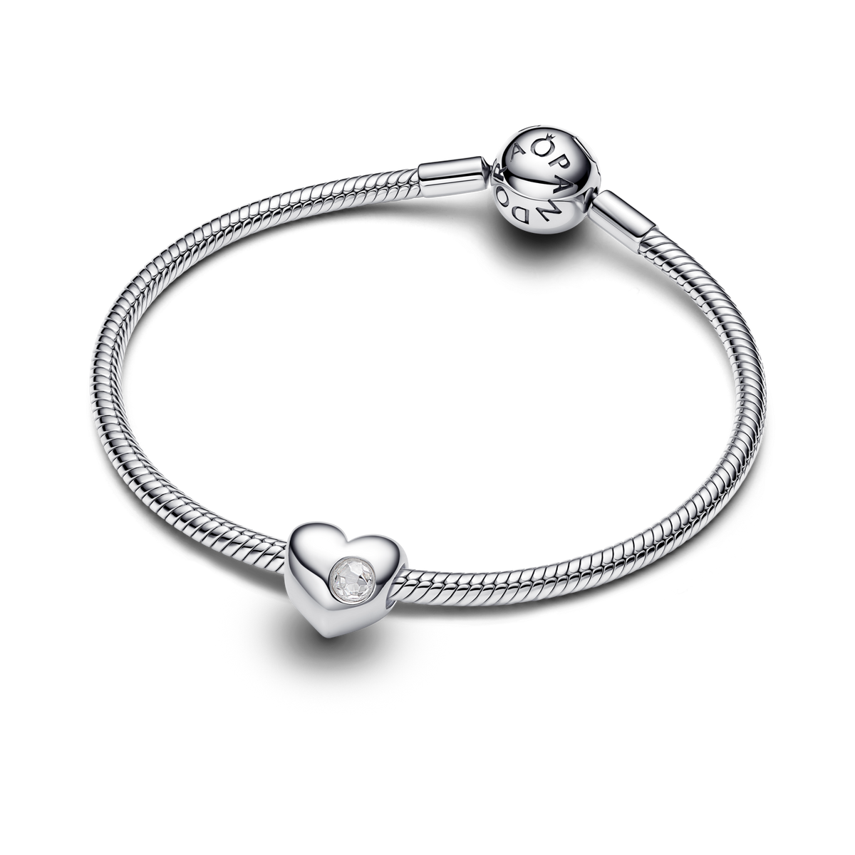 April Engravable Clear Stone Heart Charm