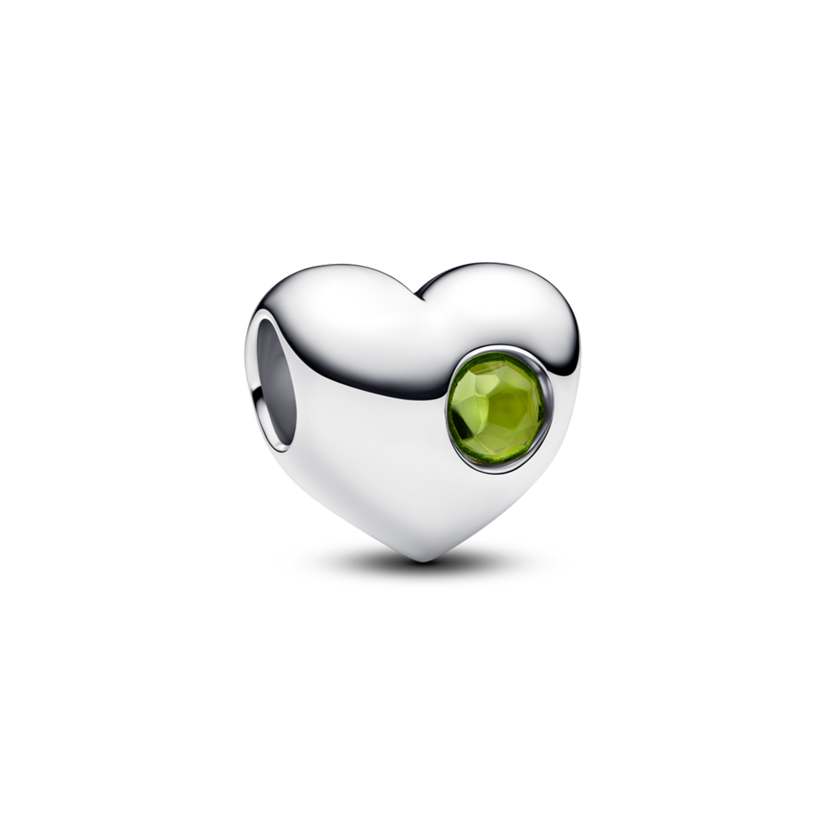 August Engravable Spring Green Stone Heart Charm