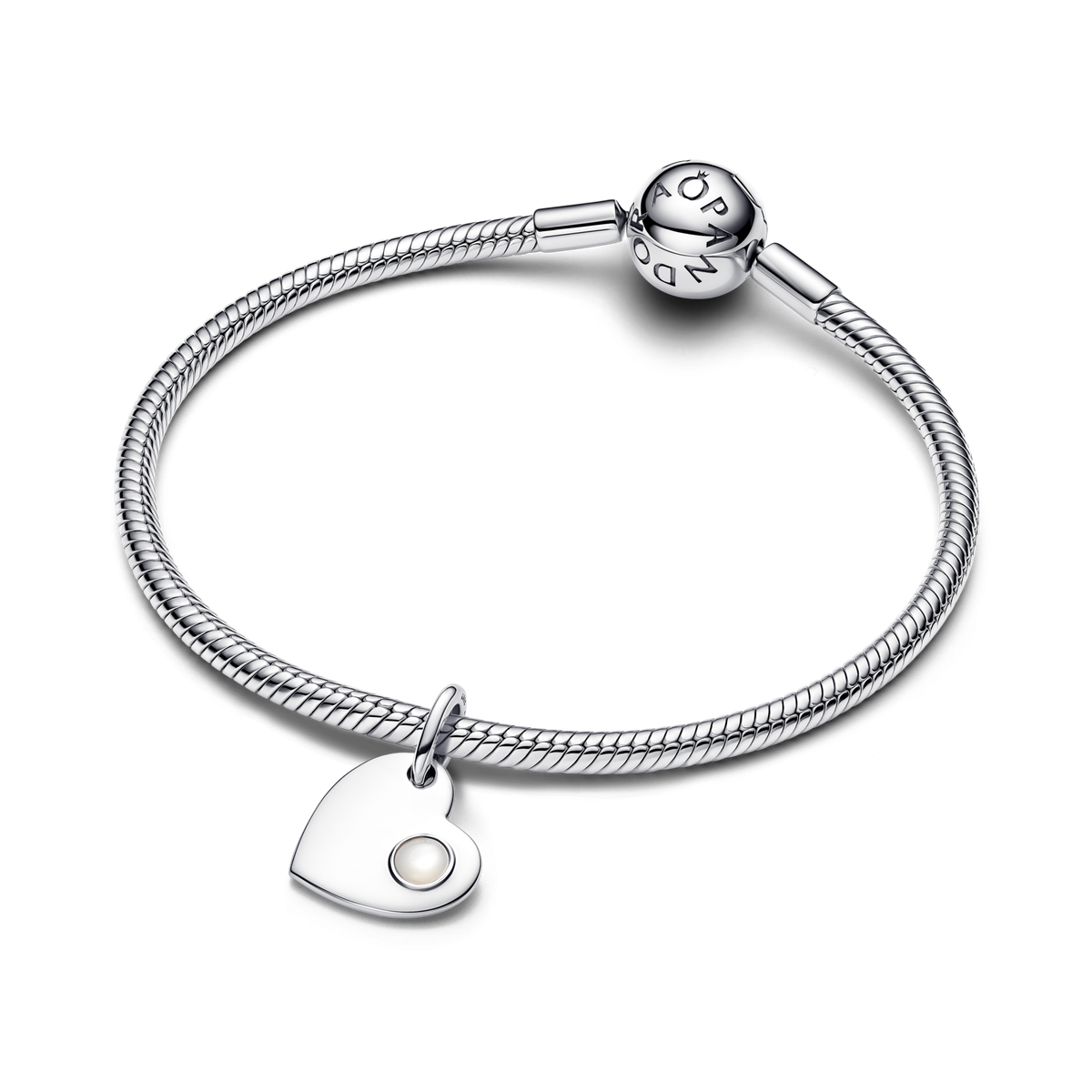 June Engravable Heart White Stone Dangle Charm
