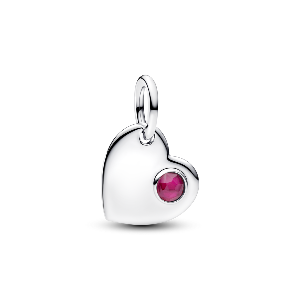 July Engravable Heart True Red Stone Dangle Charm