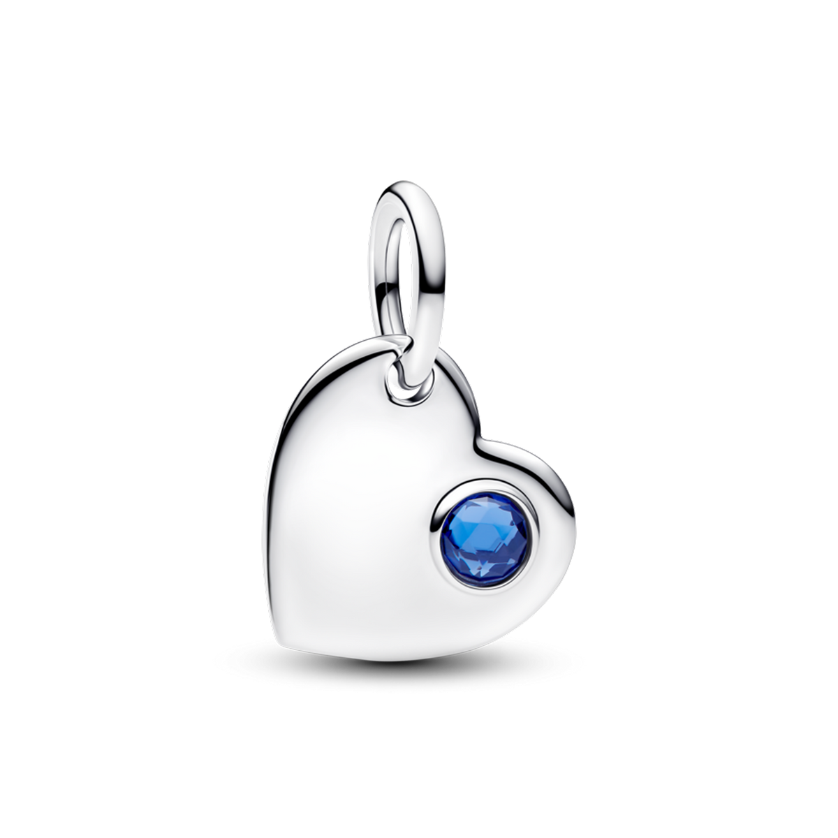 September Engravable Heart Blue Stone Dangle Charm