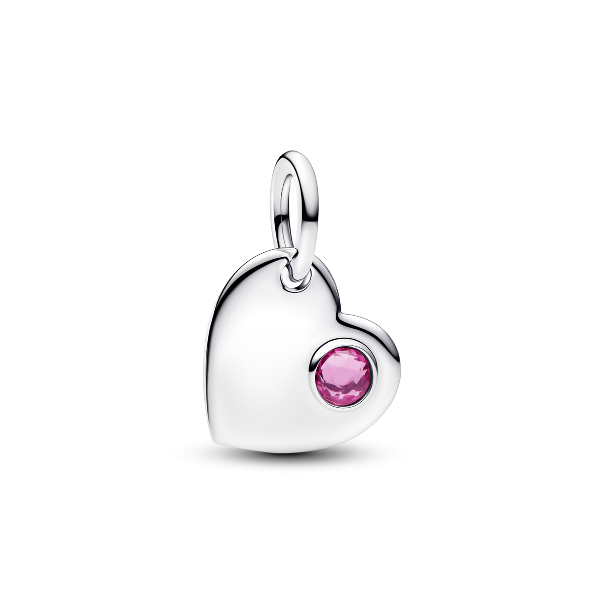 October Engravable Heart Pink Stone Dangle Charm