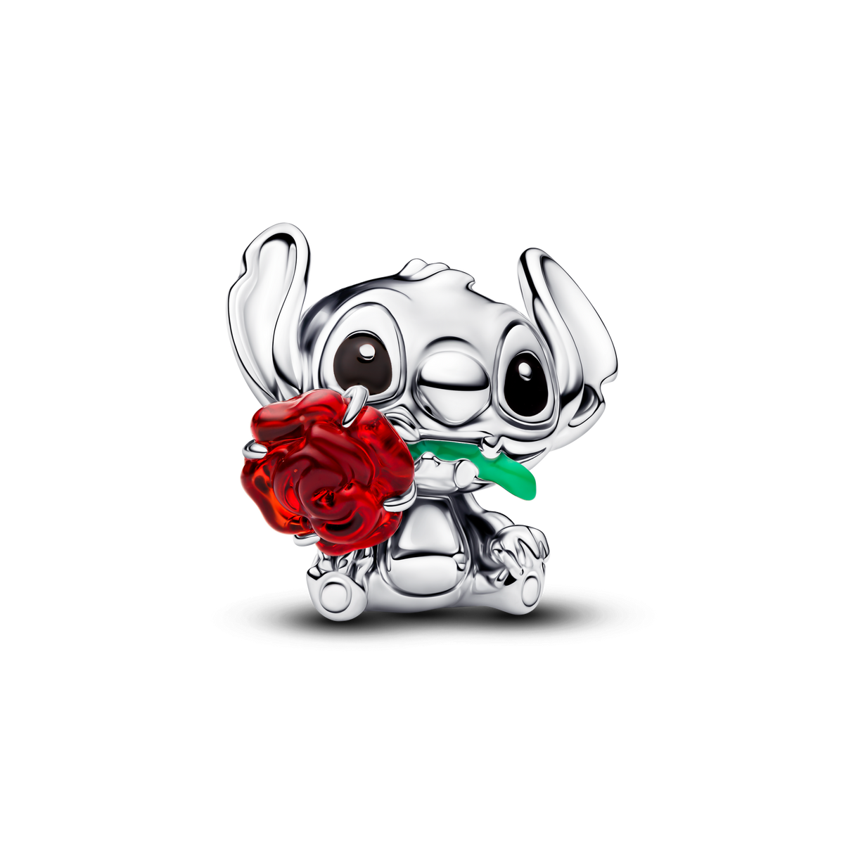 Disney Stitch Rose Murano Glass Charm