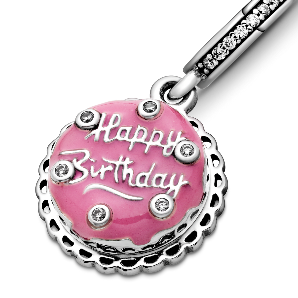 Pink Birthday Cake Dangle Charm