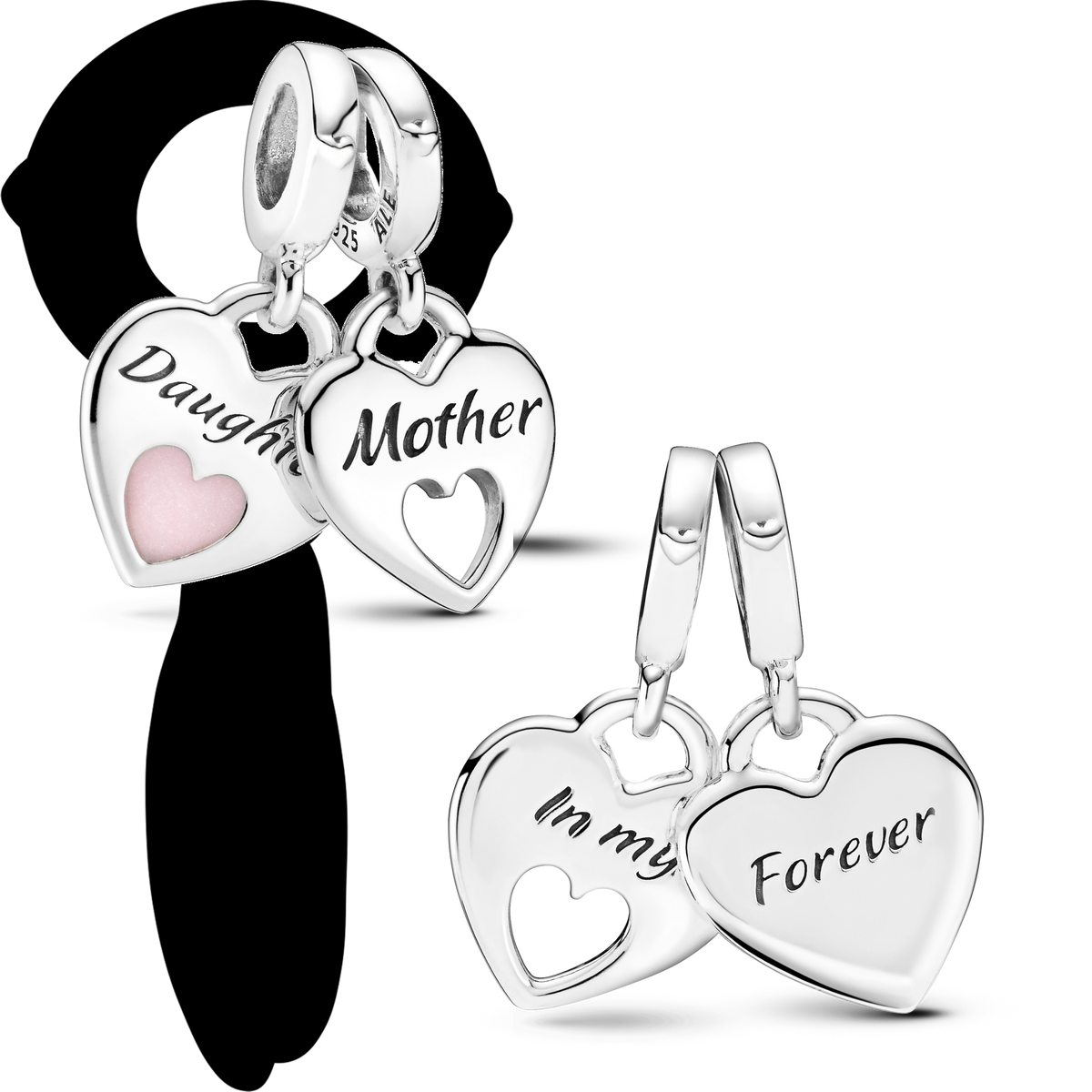 Double Heart Split Dangle Charm