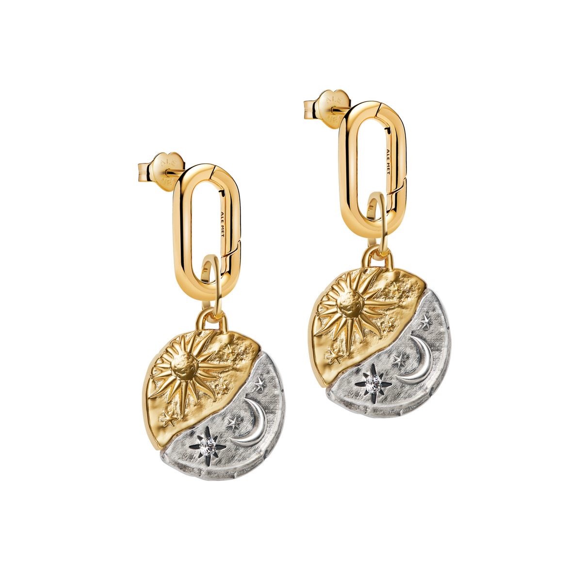Sun & Moon Medallion Charm Earrings