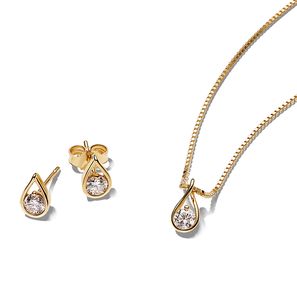Pandora Infinite Lab-grown Diamond Necklace and Earrings Set 0.75 carat tw 14k Gold