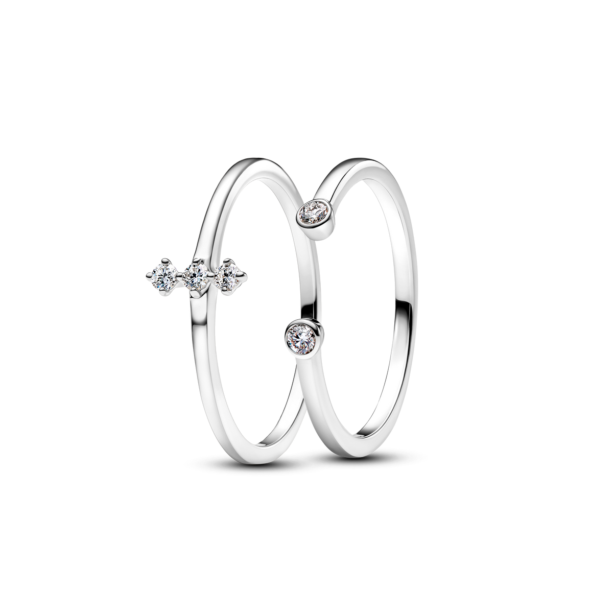 Pandora Era Lab-Grown Diamond White Gold Open and Trio Ring Set