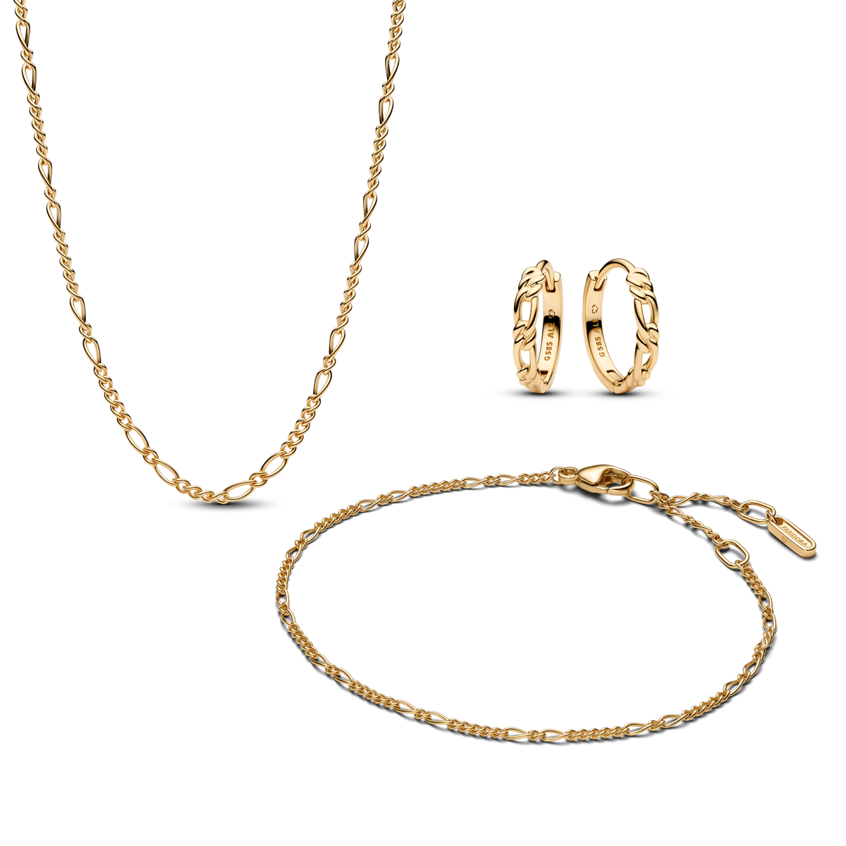 Pandora Era 14K Gold Figaro Jewelry Set