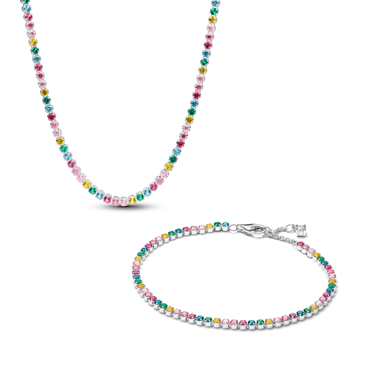 Rainbow Tennis Necklace & Bracelet Set