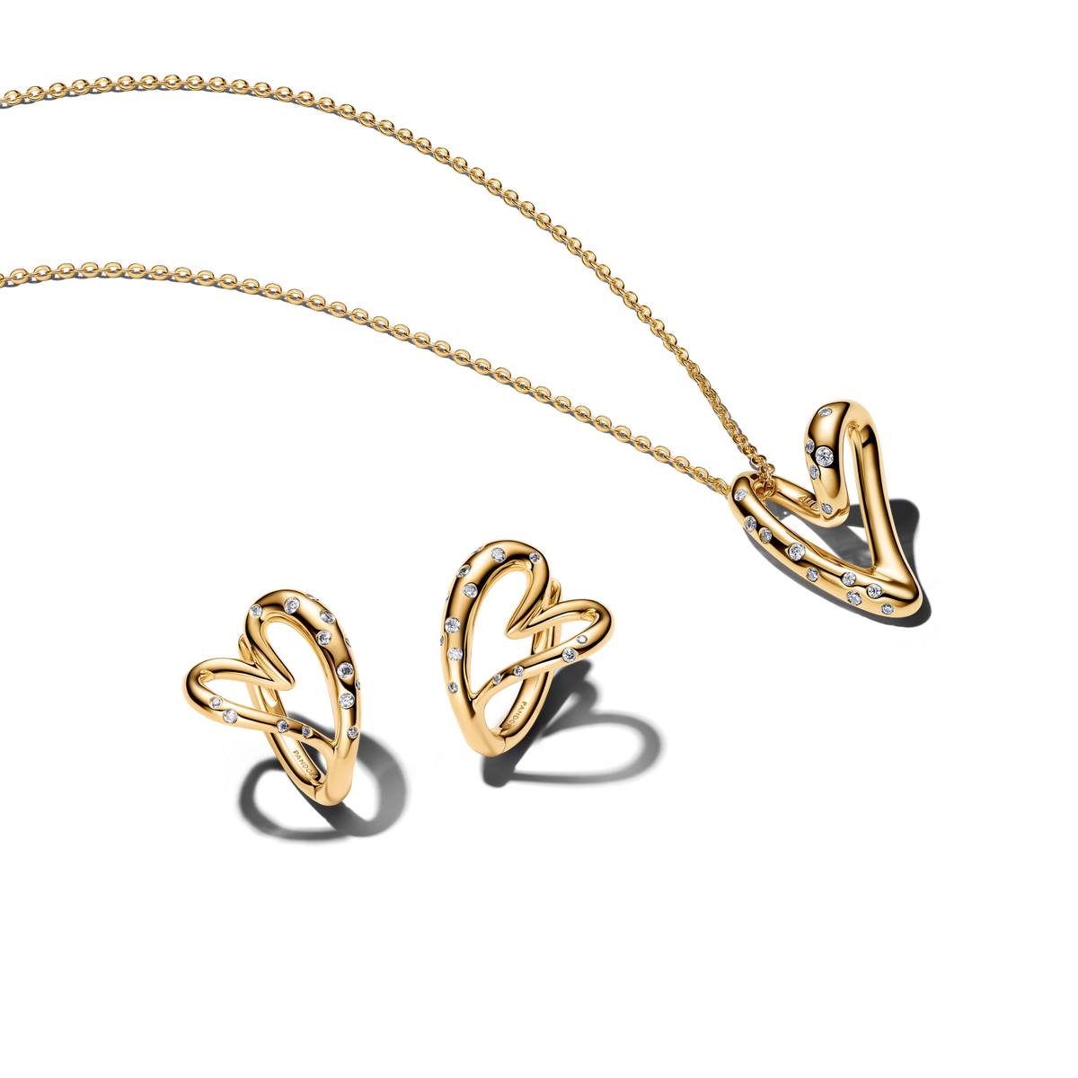 Stone-Set Heart Necklace & Earring Set