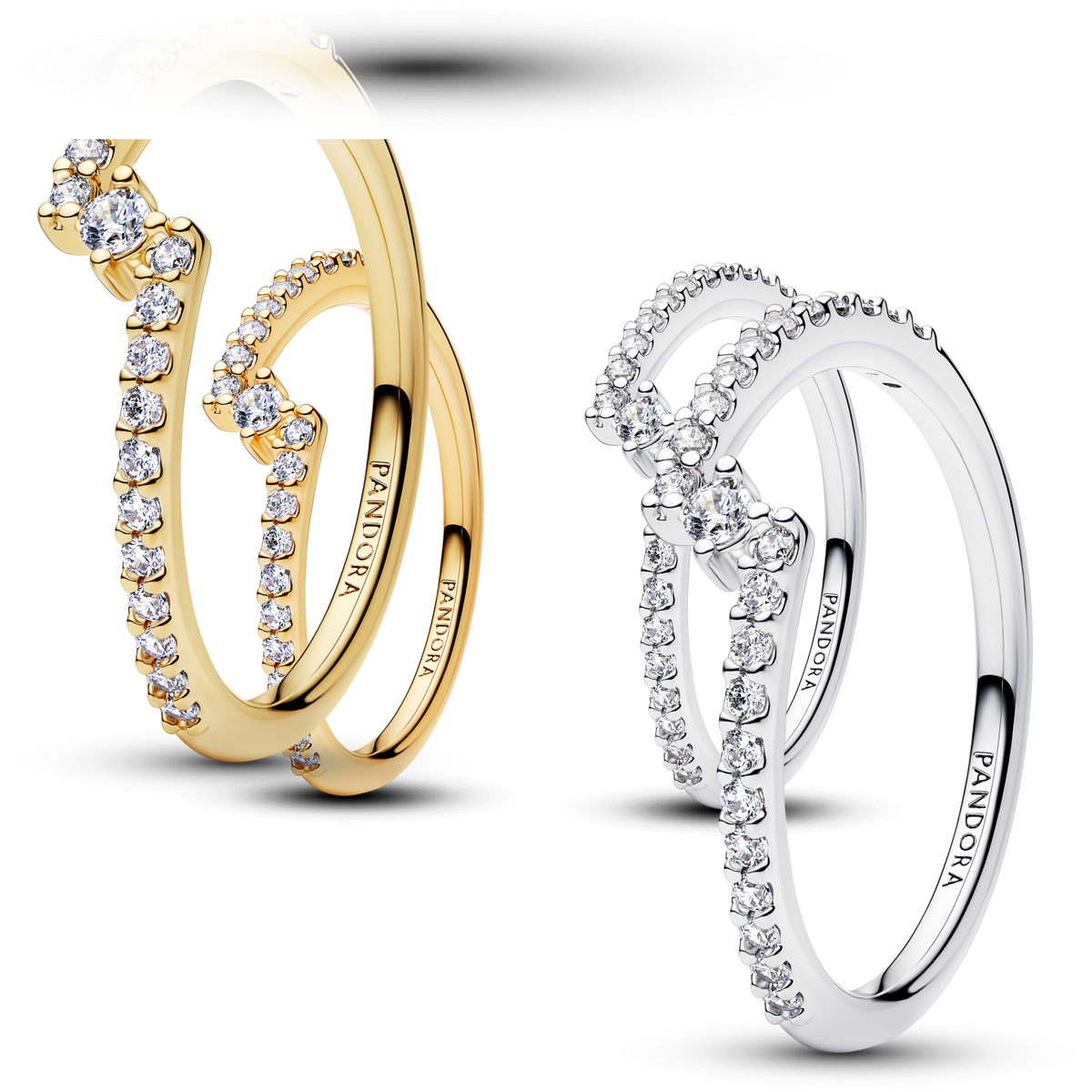 Sparkling Split Pave Two Tone Ring Set