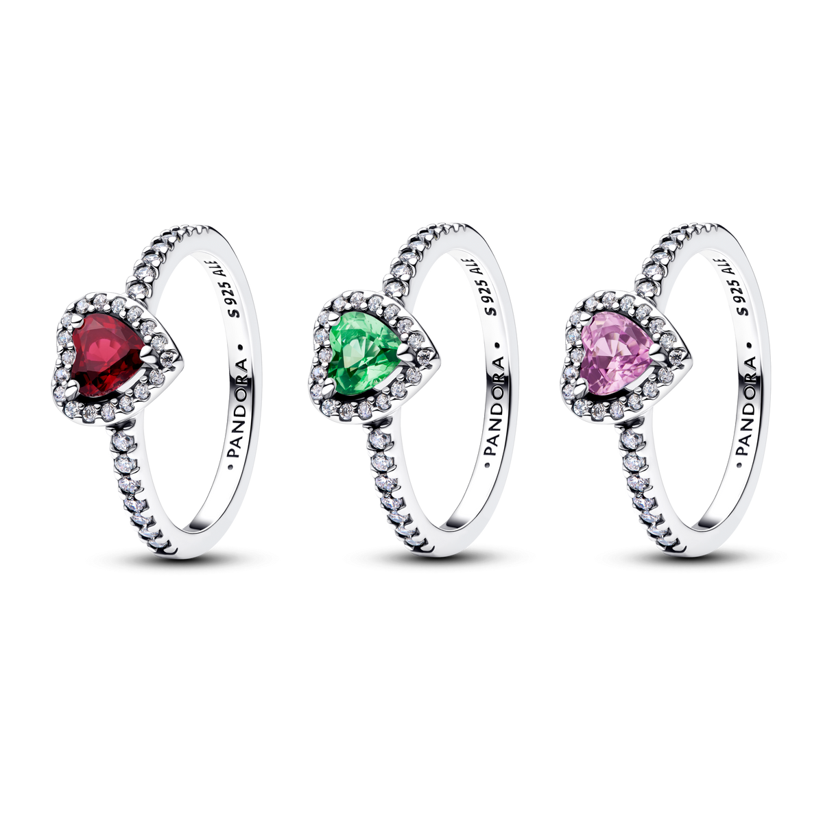 Jewel Tones Elevated Hearts Ring Trio