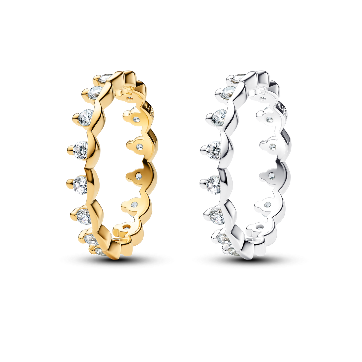Two Tone Sparkling Regal Stacking Ring Duo