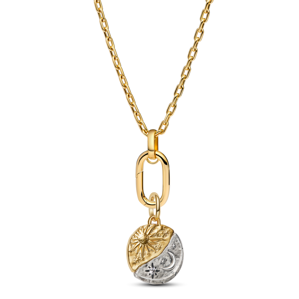 Sun and Moon Medallion Charm Necklace Set