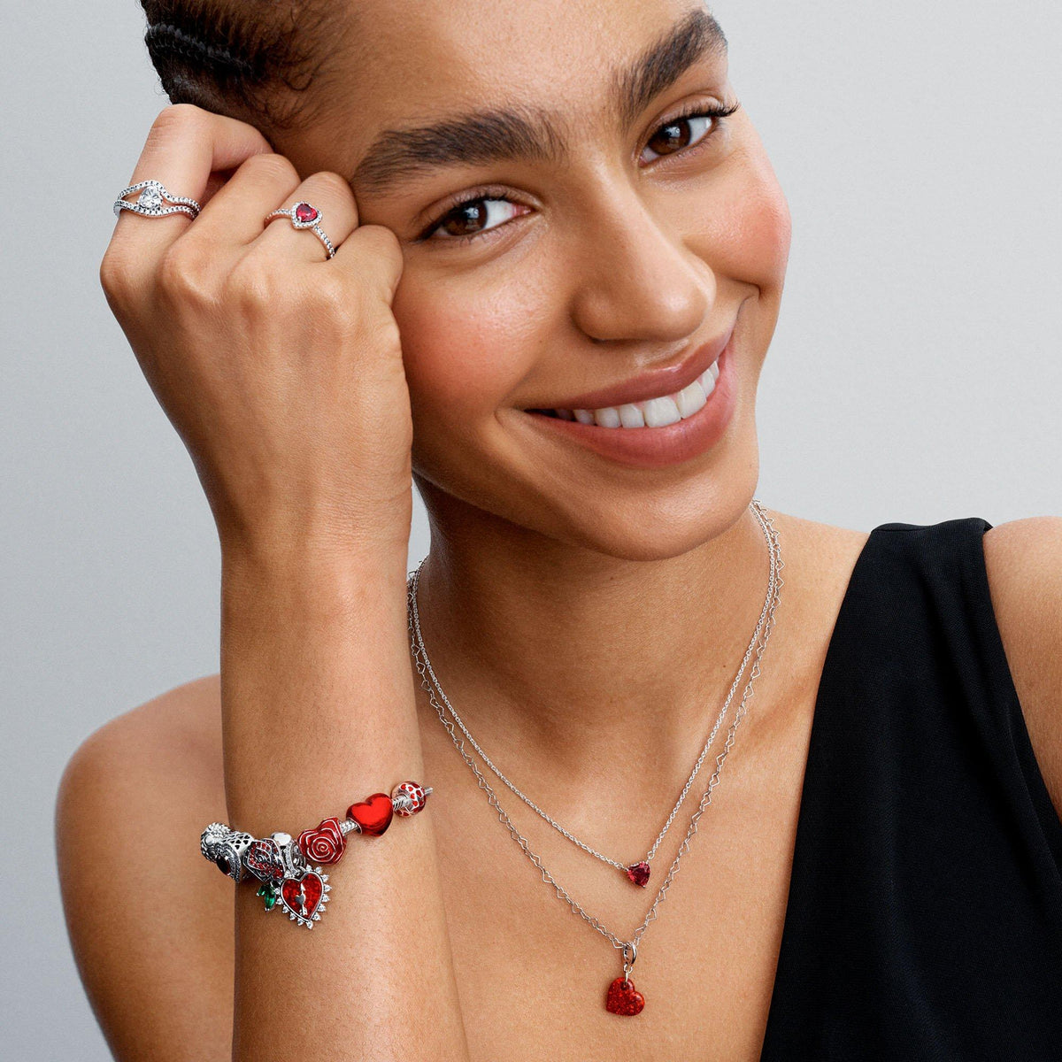 Opalescent Red Heart Dangle Charm