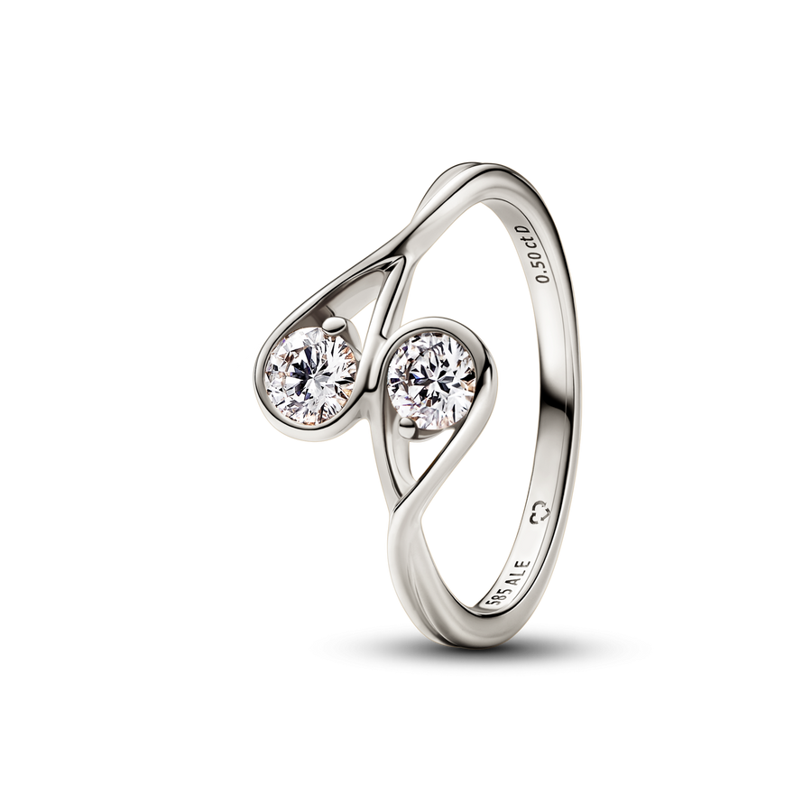 FINAL SALE - Pandora Infinite 14k White Gold Double Lab-grown Diamond Ring