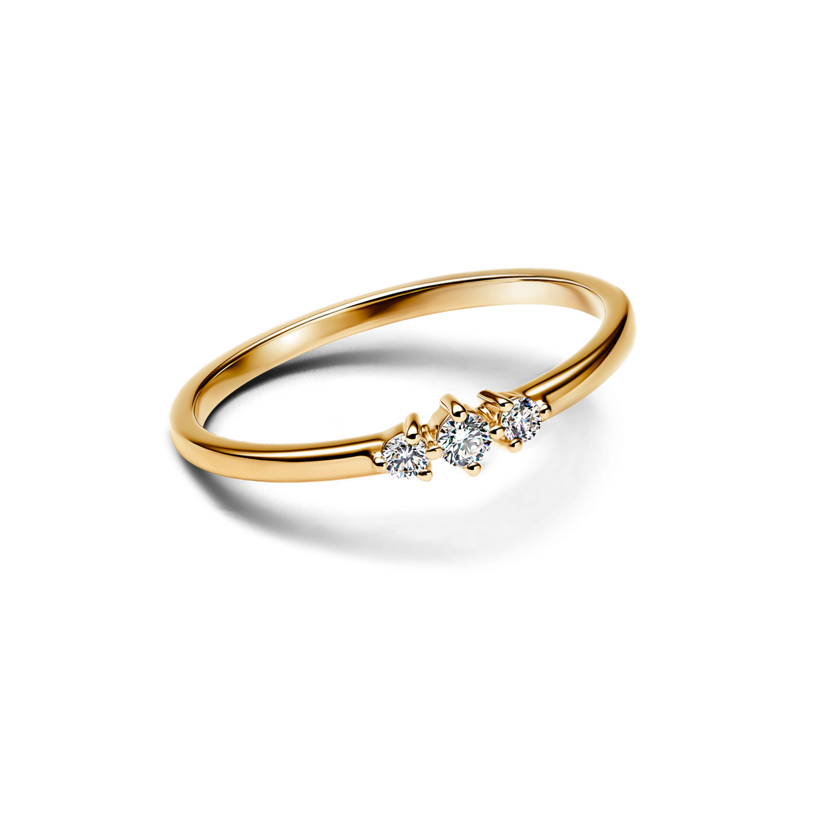 Pandora Era 14k Gold Lab-grown Diamond Triple Stone Ring