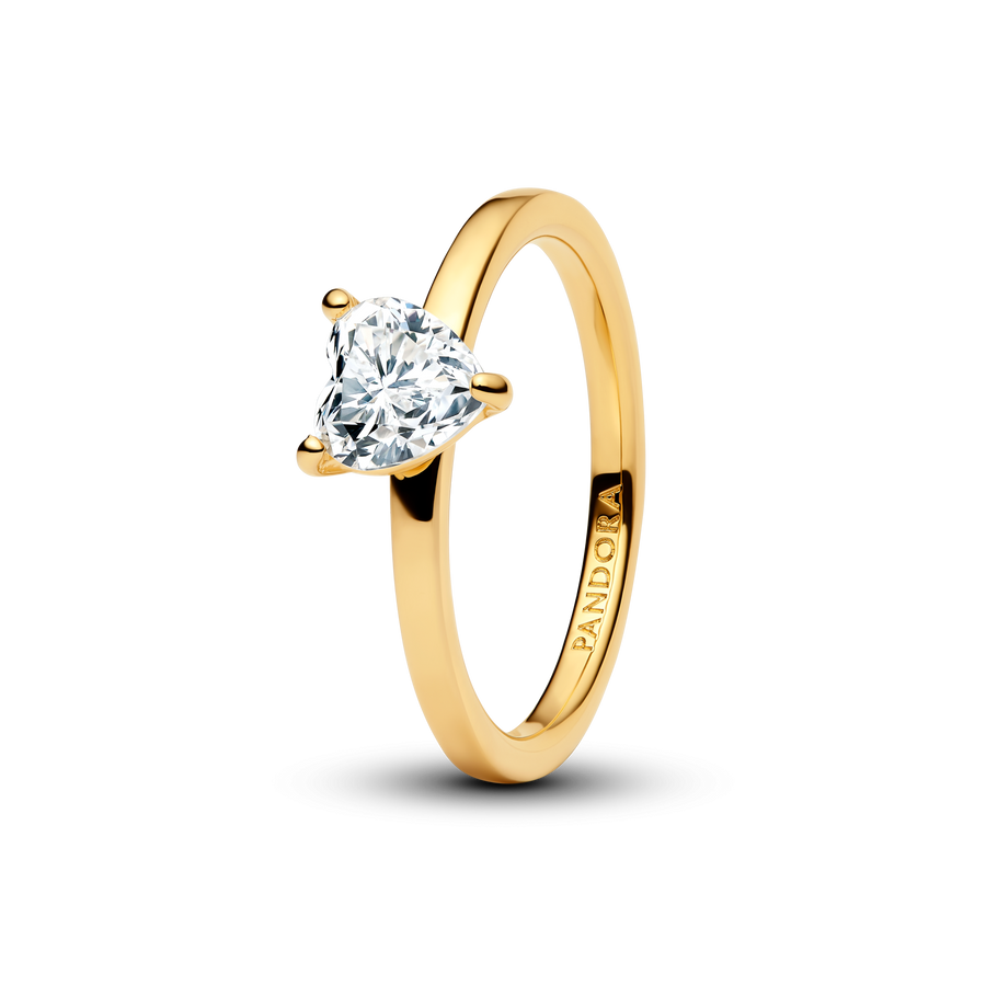 Sparkling Clear Heart Solitaire Ring