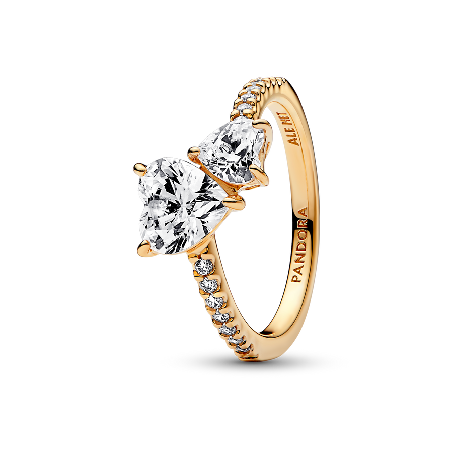 Double Heart Sparkling Ring