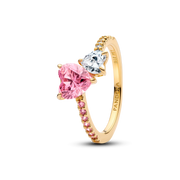Double Heart Pink & Clear Sparkling Ring