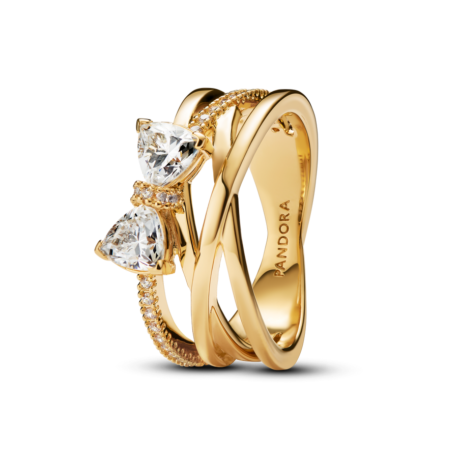 Sparkling Bow & Crossover Band Ring