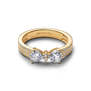 Sparkling Bow Double-row Ring