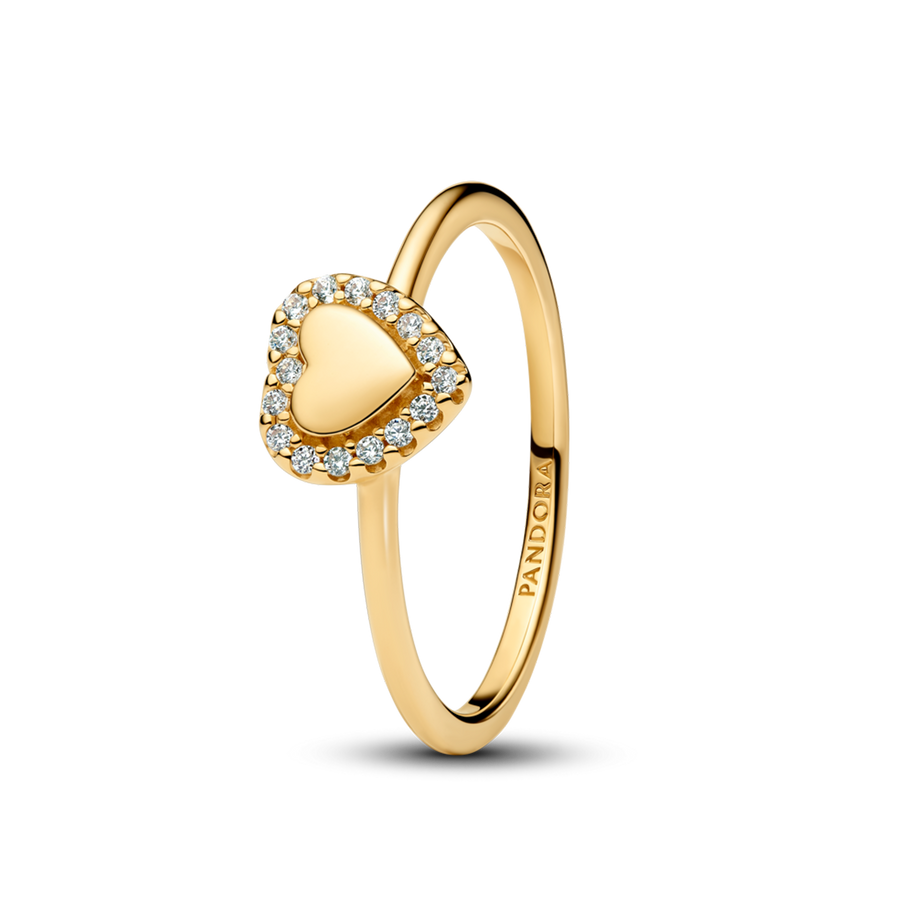 Engravable Heart Halo Ring