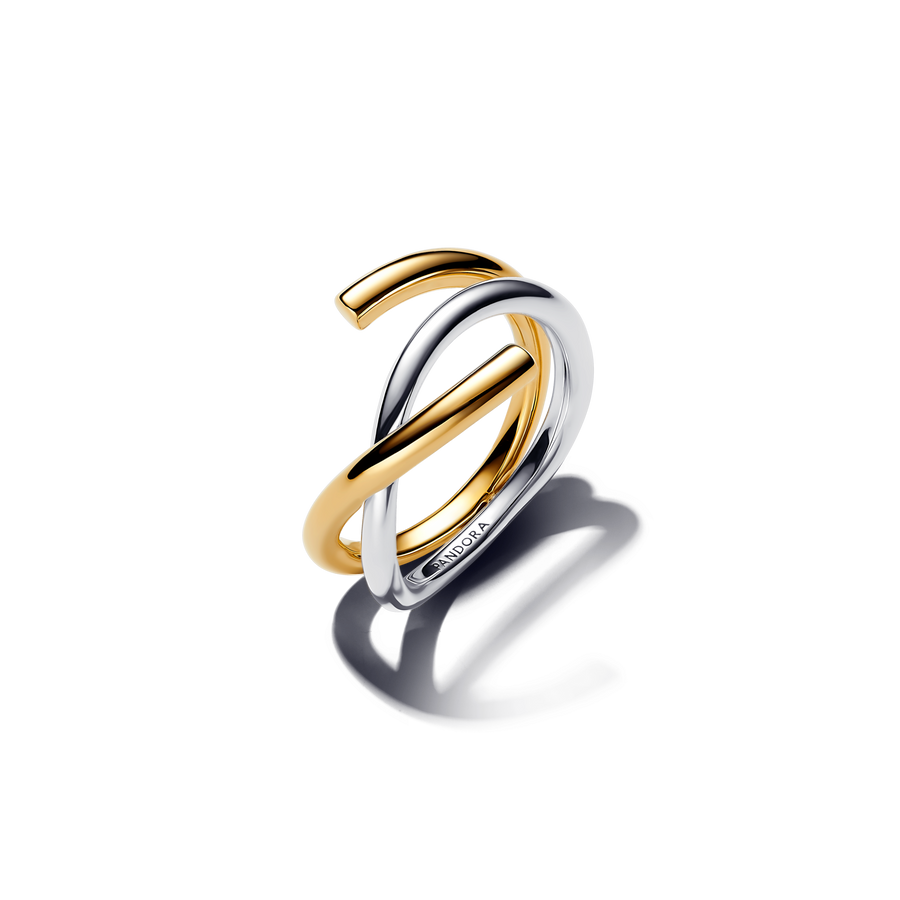 Organically Shaped Two-tone Double Ring