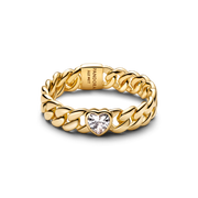 Gold Plated Heart Cuban Chain Bracelet & Ring Set