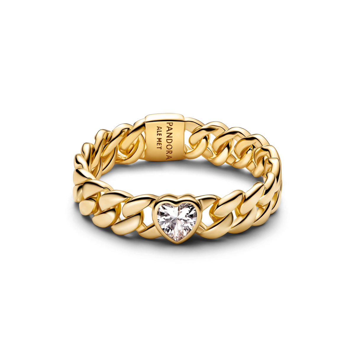 Gold Plated Heart Cuban Chain Bracelet & Ring Set