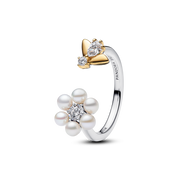 Bridgerton Bee & Treated Freshwater Cultured Pearl Flower Open Ring