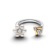 Bridgerton Bee & Treated Freshwater Cultured Pearl Flower Open Ring