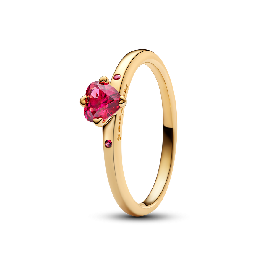 Sparkling Red Heart Ring