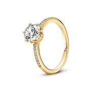 Clear Sparkling Crown Solitaire Ring