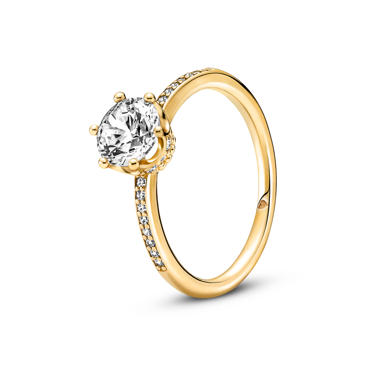 Clear Sparkling Crown Solitaire Ring