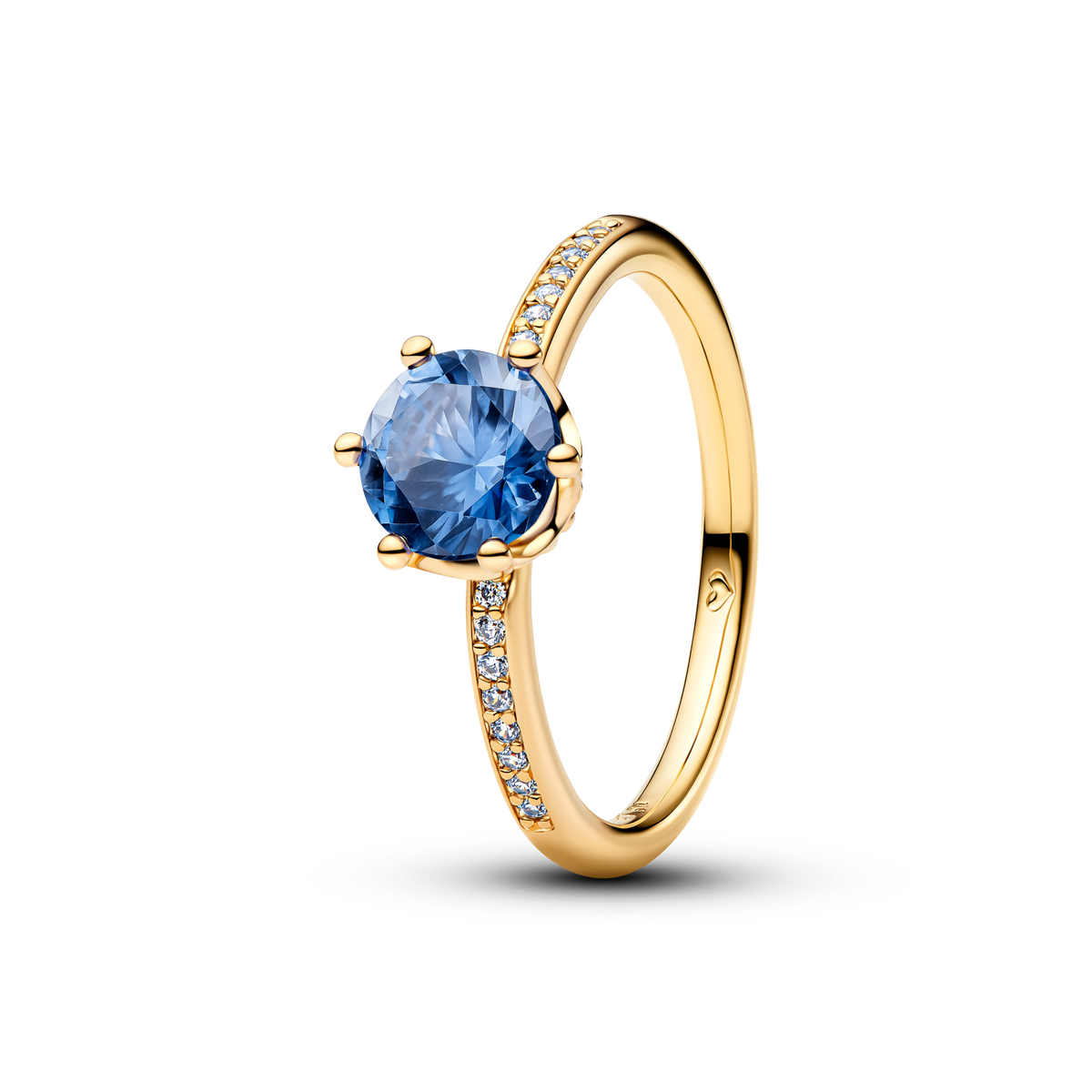 Blue Sparkling Crown Solitaire Ring